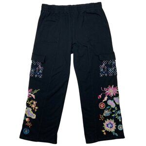 Embroidered Black Women's Pants